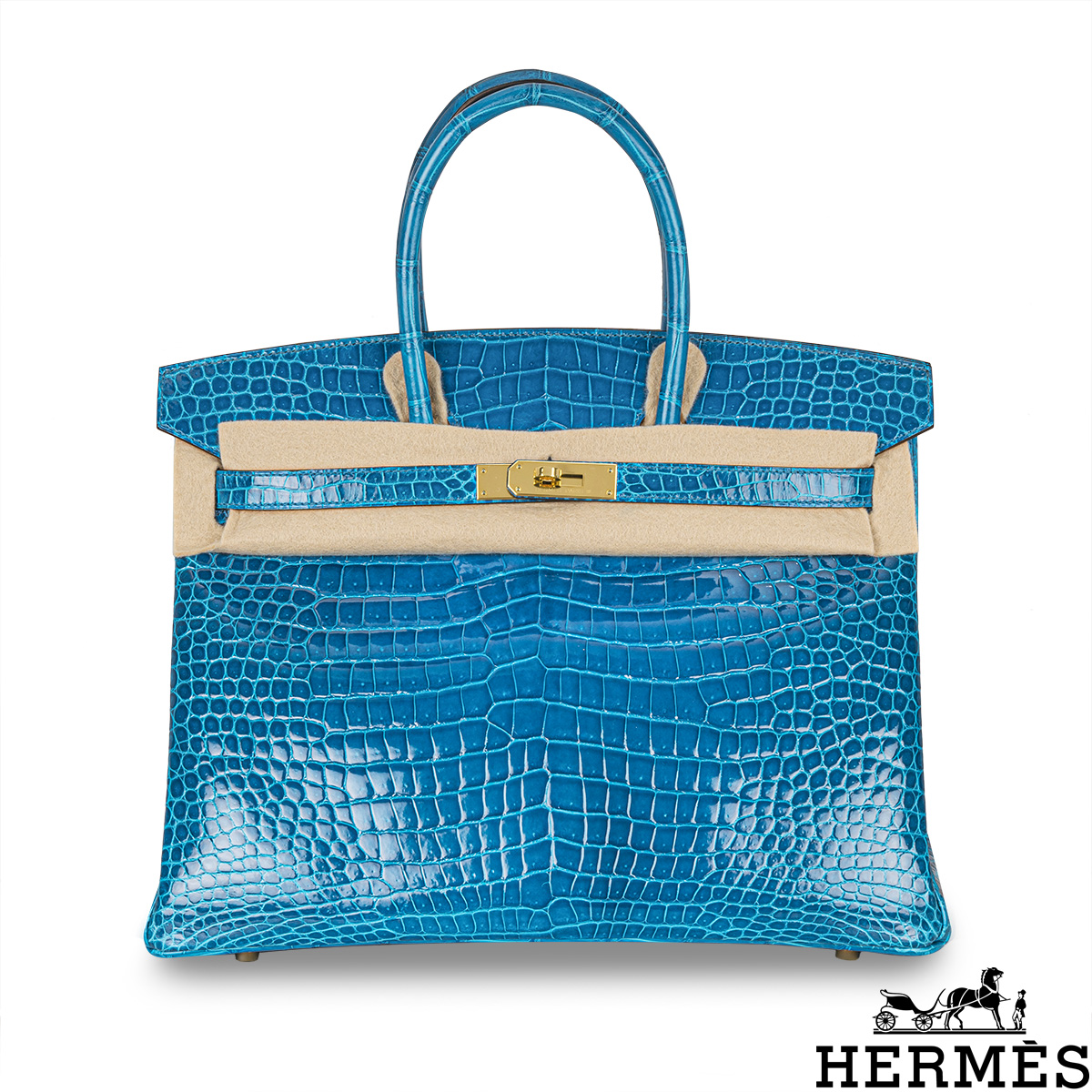 Hermes Birkin 35cm Mykonos Blue Shiny Croc GHW